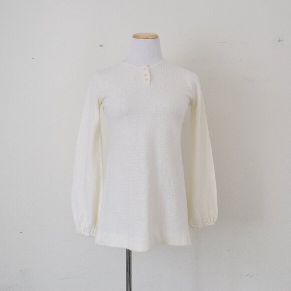 Vintage 90s Orlon/Acrylic Knit Tunic Sweater Top - Picture 2 of 10